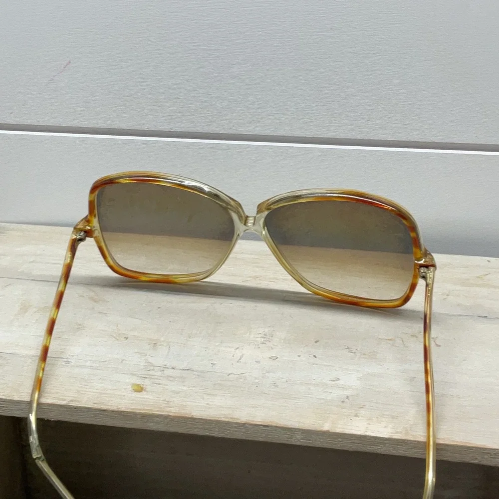 Vintage Piave Italy Oversized 70s Sunglasses Tortoise Butterfly Clear Frames
